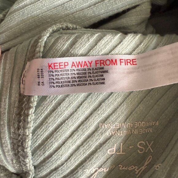 Out From Under XS Ribbed Flare Pants Sage Green Polyester/Viscose Blend Lightwei - Picture 4 of 6